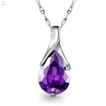 Fancy 925 Sterling Silver Tear Drop Colar Roxo